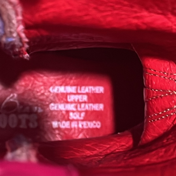 Macie Bean Western Boots Leather Blue  Polkadot Pink Tan 5 - Picture 9 of 16